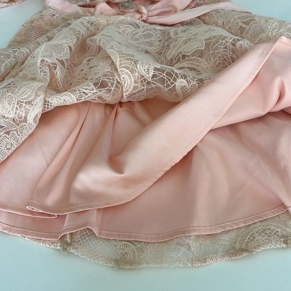 For Love & Lemons Meredith Embroidered Strappy Lace Puff Sleeve Mini Dress - Picture 6 of 15